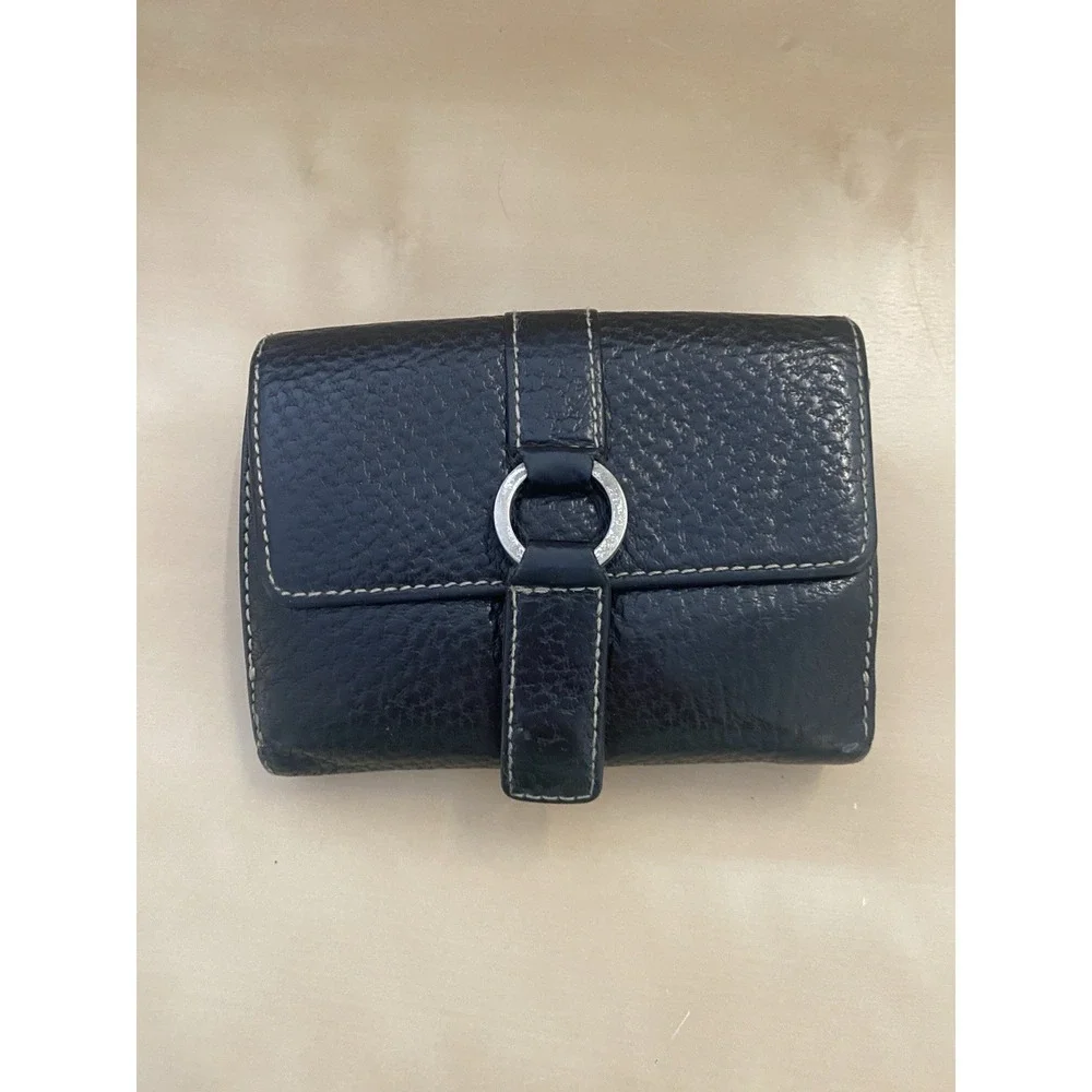 VTG Kate Spade Pebbled Leather Compact Wallet Bifold Black